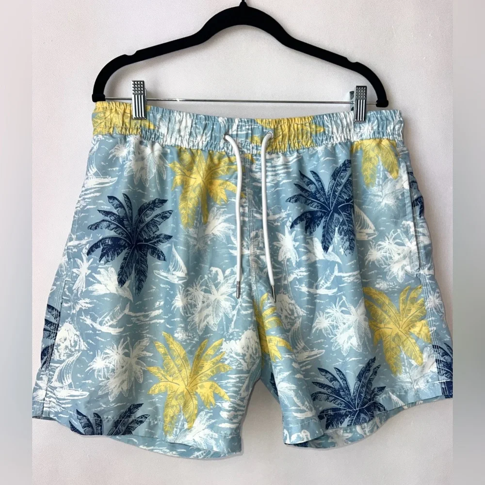 Slate & Stone Blue Tropical Novelty Print Swim‎ Trunks Size XL